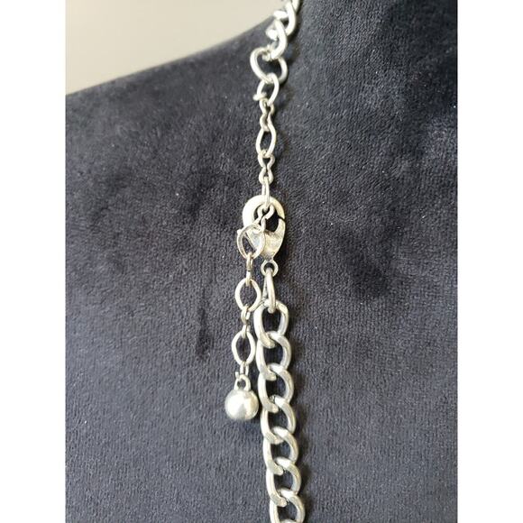 Colorful Beaded Chain Necklace with Yellow Pink & Purple Beaded Pendants - Picture 6 of 7